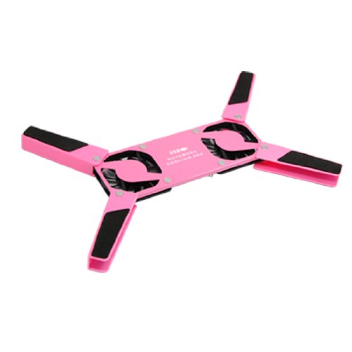 Ruilogod Folding Notebook Laptop USB 2 Fans Cooler Cooling Pad Pink