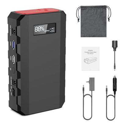 Portable Power Station with AC Outlet 120V, 24000mAh Laptop Charger Bank | Powkey 86Wh Solar Generator (Excludes Solar Panel) Lithium Battery Power 65W AC for Camping Emergency Backup - color: Black