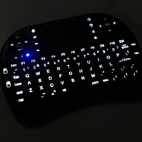 Rii 2.4GHz Mini Wireless Keyboard with Touchpad＆QWERTY Keyboard, Backlit Portable with Remote Control for Laptop/PC/Tablets/Windows/Mac/TV/Xbox/PS3/Raspberry Pi .(Black)