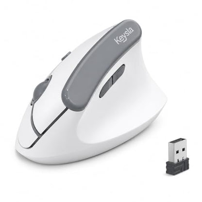 Ergonomic Wireless Mouse, Vertical Bluetooth Mouse for Right Hand and M/L Hands, 2.4GHz USB-A Receiver, Quiet Clicks, 7 Buttons, Adjustable DPI, for Office Computer Laptop PC Mac - color: Pure White