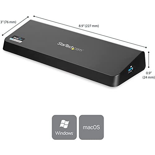 StarTech USB-A Dual Monitor Dock, HDMI & 4K DP, 4x USB-A, Ethernet, TAA | DisplayLink for Windows, macOS, ChromeOS; single DP 4K 30Hz or HDMI 2560x1440, always-on charging, headset, Kensington slot - size: Dual Monitor, style: DP 4K | HDMI | 4 x USB 3.0