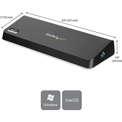 StarTech USB-A Dual Monitor Dock, HDMI & 4K DP, 4x USB-A, Ethernet, TAA | DisplayLink for Windows, macOS, ChromeOS; single DP 4K 30Hz or HDMI 2560x1440, always-on charging, headset, Kensington slot - size: Dual Monitor, style: DP 4K | HDMI | 4 x USB 3.0