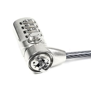 Laptop Security Cable Lock, 4-Digit Combination, 6.6ft Steel Cable, Kensington T-Bar Compatible