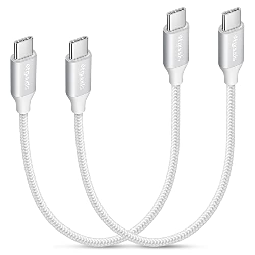 etguuds White USB C to USB C Cable 1ft, 2-Pack 60W USBC to USBC Cord, Type C to C Charger Cable Fast Charging for iPhone 17 16 15 Pro Max Plus Air, Samsung Galaxy S25 S24 S23, for MacBook/iPad, Pixel - color: White, size: 1ft