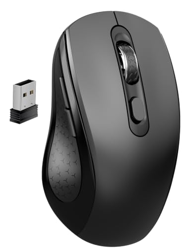 Silent Wireless Ergonomic Computer Mouse for Laptop PC Chromebook Desktop | Cordless Mouse with Side Buttons, 2.4Ghz USB Receive, 1000/1600/2400 3-Speed DPI, Anti Slip Roller, Quiet Click Mice - Black - color: Black