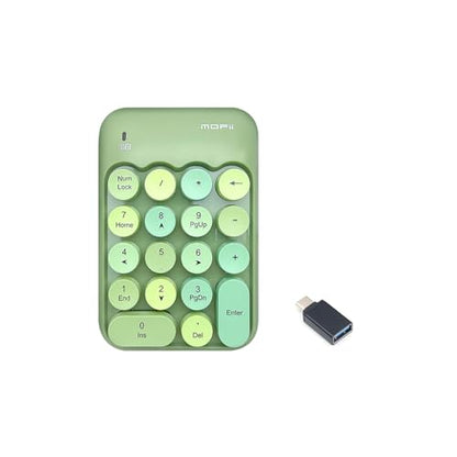 Sahara - Wireless Numeric Keypad, Retro Round Keycaps, Portable Number Pad with Ergonomic Design, USB Receiver, Compatible with Laptop/Desktop PC (Sage Green) - color: Sage Green