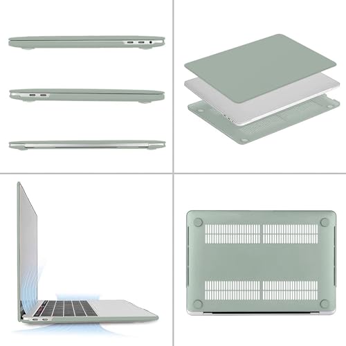 MOSISO Compatible with MacBook Pro 13 inch Case M2 M1 2026 2025 2024-2016 | A2338 A2251 A2289 A2159 A1989 A1708 A1706, Plastic Hard Shell&Keyboard Cover&Screen Film&Storage Bag, Antique Green - color: Antique Green