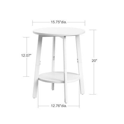 sthmec Side Table Set of 2, Small Round End Table with Storage Shelf for Small Space, 2-Tier Bedside Table Sofa Couch Table, Round Nightstands Set 2 Accent Table for Living Room, Bedroom, White - color: White