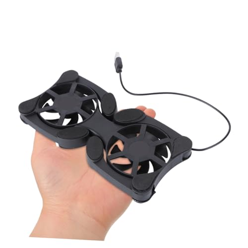 Portable Laptop Cooling Pad with Dual USB Fans, Foldable Black Notebook Cooler Stand for Office and Travel, Lightweight Computer Cooler Fan Pad for Gaming and Work