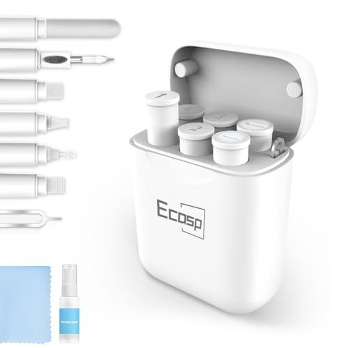 ECASP Cleaner Kit for AirPod,Multi-Tool iPhone Cleaning Kit,Cell Phone Cleaning Repair & Recovery for iPhone & iPad(Type C)Charging Port,Lightning Cables&Connectors,Easy to Store & Carry Design,White - color: White