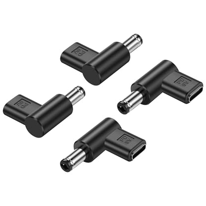 90 Degree DC 5.5 x 2.1mm to USB C Adapter,9V DC 5521 Male to USB Type C PD Emulator Trigger for LED Light、Router、Mobile Power Supply （4-Pack）