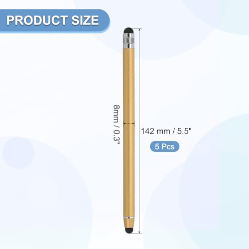 PATIKIL 5 Pcs Stylus Pens for Touch Screens, 2 in 1 High Sensitivity Universal Pen Capacitive Stylus for Phone Tablet Laptop Touch Screen Devices, Gold - color: Gold