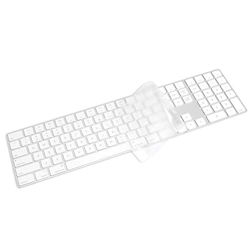 ProElife Keyboard Cover Skin for 2018-2017 Apple Magic Keyboard with Numeric Keypad A1843 US Enter MQ052LL/A Wireless Bluetooth Keyboard Ultra Thin Full Size TPU Protector, 0.13 mm, Transparent Clear | Clear, US Enter, Ultra Thin (0.13 mm), Full Size TPU