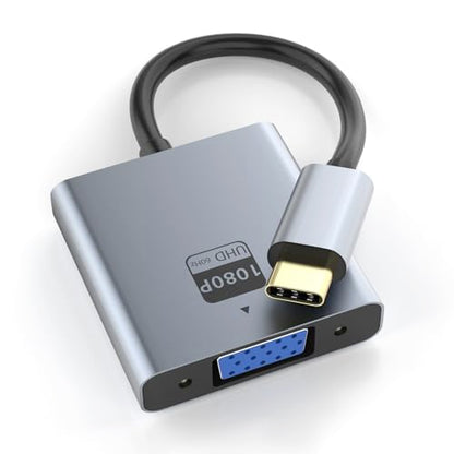 VGA to USB C Adapter, Type-C to VGA Female Video Converter Supports 1080P@60Hz, Plug & Play, Compact & Durable, Compatible with MacBook, Dell, HP, Chromebook, iPad Pro & More, No Audio