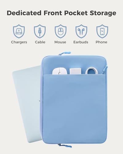 ProCase Laptop Sleeve 13" for MacBook Neo/Air/Pro with A18/M5/M4/M3/M2/M1 | Slim Travel Sleeve with Soft Plush Lining & Large Front Pocket, Water-Resistant, Also Fit 13" HP Dell Lenovo ASUS Acer - color: Airblue, size: 13-inch
