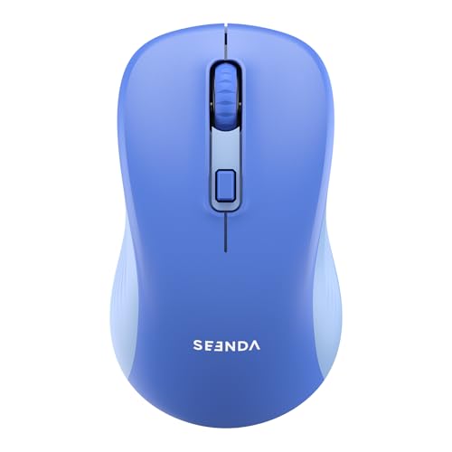 seenda Bluetooth Wireless Mouse, Dual Mode, Quiet 1600 DPI, Blue | Dual-mode Bluetooth and 2.4G USB mouse with quiet clicks, smooth tracking, ergonomic design, and 12-Months battery life - color: Blue