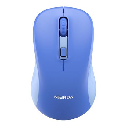 seenda Bluetooth Wireless Mouse, Dual Mode, Quiet 1600 DPI, Blue | Dual-mode Bluetooth and 2.4G USB mouse with quiet clicks, smooth tracking, ergonomic design, and 12-Months battery life - color: Blue
