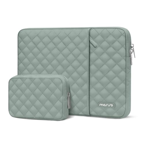 MOSISO Laptop Case 13.3 inch, 13-13.3 inch Laptop Sleeve, Antique Green | Compatible with MacBook Neo/Air 13.6/Pro 13/Pro 14, HP Dell ASUS Lenovo, Square Quilted Vertical Bag with Pocket&Small Case - color: Antique Green, size: 13.3 inch