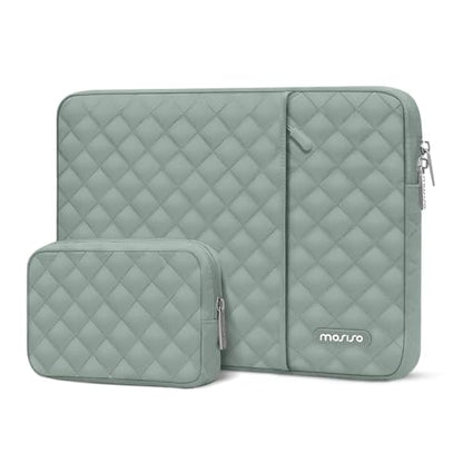 MOSISO Laptop Case 16 inch, 15-15.6 inch Laptop Sleeve, Antique Green | Compatible with MacBook Pro 16 M5 M4 M3 M2 M1, HP Acer Dell Lenovo ASUS, Square Quilted Vertical Bag with Pocket&Small Case - color: Antique Green, size: 16 inch