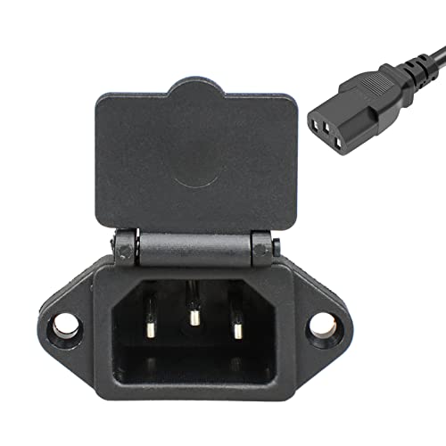 2 Pcs IEC 320 C14 Panel Mount Plug Adapter | AC 250V 10A Power Connector Socket with Spring Cover