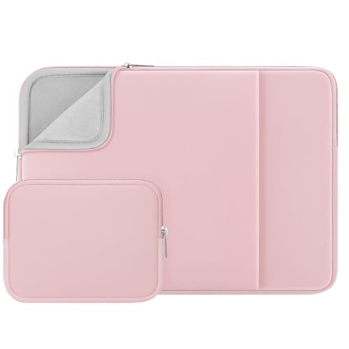 RAINYEAR 13.3 Inch Laptop Sleeve with Pocket & Accessories Bag, Light Pink | Protective Soft Fluffy Lining Carrying Bag for 13.3 Inch Notebook Computer Chromebook 14 inch MacBook Pro/Max M1 M2 M3 M4 M5 - color: Light Pink(Upgraded Version), size: 13"-13.3