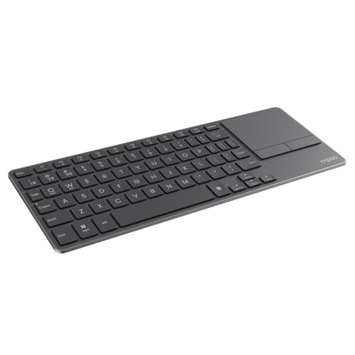 Rapoo Portable Wireless Keyboard with Touchpad, Multi-Device HTPC Keyboard for PC-Connected TV/Tablet/Steam Deck/Gaming Console/Raspberry Pi/Mini PC - Support Touch Gestures for Windows & Mac, Black - color: Black