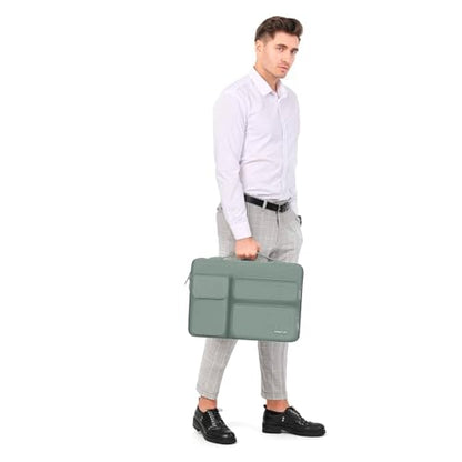 MOSISO 360 Protective Laptop Case 14 inch, Laptop Sleeve Compatible with HP Lenovo Dell ASUS Acer, HP Stream,Dell Latitude, Lenovo IdeaPad, Side Open Bag with 2 Raised&1 Flapover Pockets,Antique Green - color: Antique Green, size: 14 inch
