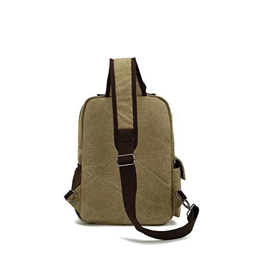 Sechunk Canvas Messenger Bag Sling Bag Crossbody Bag Shoulder Bag Retro Cross Body Handbags - color: Army Green, size: Large