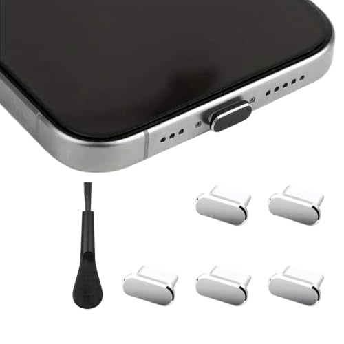 USB C Dust Plug, Type C Anti Dust Plug Cover Charging Port Protector Cap with Cleaning Brush for iPhone 17 Pro Max Samsung Galaxy S26/S25/S24 All USB C Devices - Silver - color: Silver