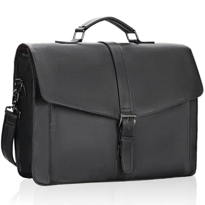 ESTARER Men's Leather Briefcase 17.3 Inch Laptop Computer Bag for Office/Business/Travel, Large Satchel Professional Leather Messenger Shoulder Bag, Black - color: Black, size: 17.3 Inch