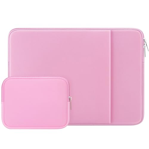 RAINYEAR 11-11.6 Inch Laptop Sleeve with Pocket & Accessories Pouch, Pink | Protective Padded Zipper Soft Laptop Case Cover for MacBook Neo A18 11.6" MacBook Air, 11" Notebook Tablet Chromebook - color: Pink, size: 11"-11.6"