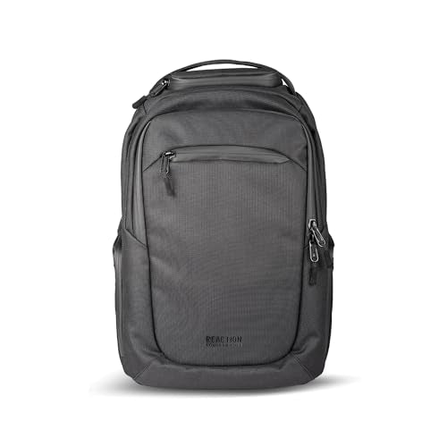 Kenneth Cole REACTION Parker Polyester Abrasion-Resistant Travel 17" Laptop Backpack with Removable Laptop Sleeve, Black - size: 17"