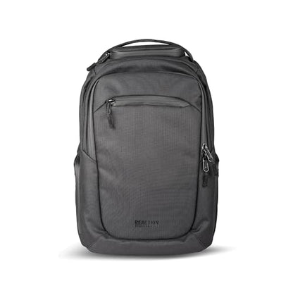 Kenneth Cole REACTION Parker Polyester Abrasion-Resistant Travel 17" Laptop Backpack with Removable Laptop Sleeve, Black - size: 17"