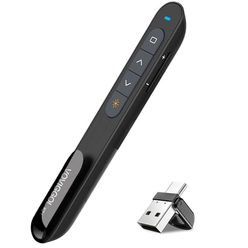 USB/Type-C 2 in 1 Presentation Clicker for Powerpoint, Hyperlink Volume Wireless Presenter Remote Control Slide Advancer PPT Clicker for Mac iPad Computer Laptop - color: Black with USB/Type-C Presenter