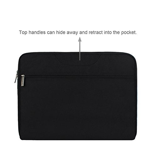Arvok 13 13.3 14 Inch Water-Resistant Canvas Fabric Laptop Sleeve with Handle&Zipper Pocket/Notebook Computer Case/Ultrabook Carrying Bag for HP/Dell/Lenovo/A sus/Acer/Samsung, Black - color: Black, size: 13.3 inch