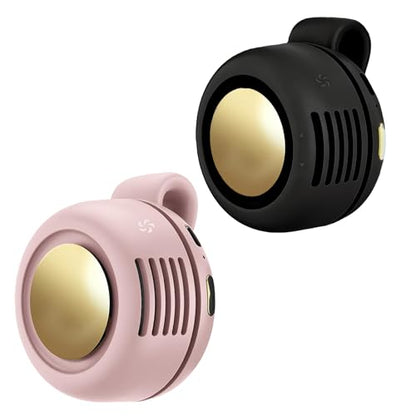 Portable Clip-On Fan, Mini USB Rechargeable 360° Rotatable Fan, Personal Fan 3-Speed Silent Mini Bladeless Fans (2 pack(Black and Pink)) - color: 2 pack(Black and Pink)