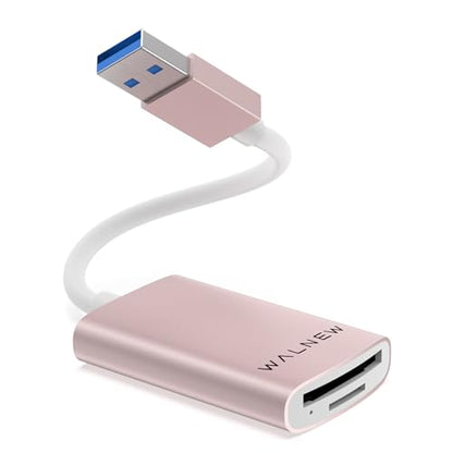 WALNEW USB 3.0 Micro SD Card Reader with Dual Slots, Memory Card Reader | Supports SD/SDXC/SDHC/Micro SDXC/TF/UHS-I, For Mac, Windows, Android, Laptop, Camera - color: PINK