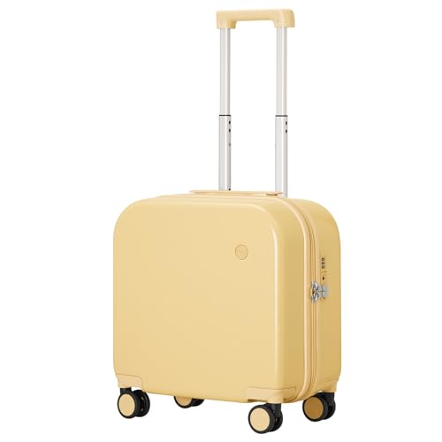 mixi Carry on Luggage, Suitcase with Spinner Wheels 16in Luggage Hardshell Lightweight Rolling Suitcases PC with Cover & TSA Lock, Lark Yellow - color: Lark Yellow, size: 16in Carry on