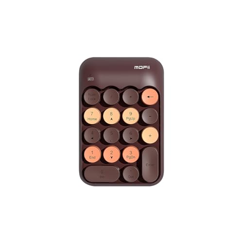 Sahara - Wireless Numeric Keypad, Retro Round Keycaps, Portable Number Pad with Ergonomic Design, USB Receiver, Compatible with Laptop/Desktop PC (Brown) - color: Brown