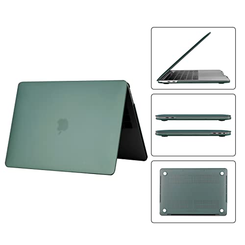 EooCoo for MacBook Air 13.3 inch Case with Keyboard and Screen Protector | Ultra Thin and Transparent, Hard Case Compatible with MacBook Air 13.3 inch M1 Chip 2021-2018 with Retina Display - color: Matte Midnight Green