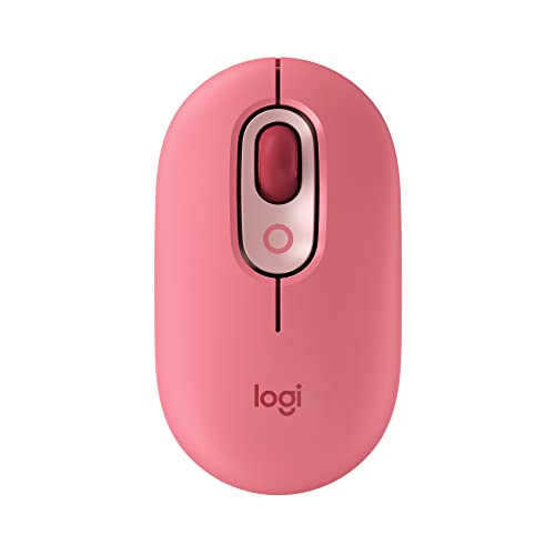 Logitech POP Mouse Compact and Portable Wireless - Heartbreaker Rose | Compact, portable, programmable buttons, quiet clicks, easy-switch up to 3 devices, for laptop, tablet, PC - color: Heartbreaker Rose