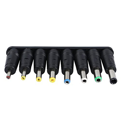 QIANRENON 8-in-1 Universal DC Power Adapter Converter Multi-Gauge DC Power Supply Plug 5.5mm x 2.1mm Female to Male Adapter with DC 5.5 x2.1mm Black Tuning Fork Cable (22cm)
