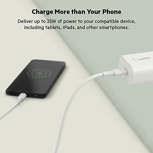 Belkin USB C Charger Block 25W - Power Delivery PPS Super Fast Charging - Apple iPhone 17, Air, Pro, AirPods, Samsung Galaxy S25, iPad, AirPods, Google Pixel 10, Nintendo Switch 2 & More - White - style: Old Gen