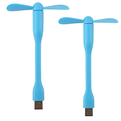 Sokelinn-six USB Flexible Fan, Mini Portable Cooling Fans USB Powered for Power Bank Laptop PC AC Charger - 2 Pack (Blue) - color: Blue