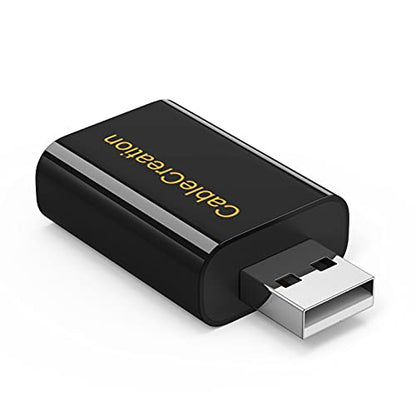CableCreation USB Audio Adapter with 3.5mm Jack, USB External Stereo Card | External Stereo Sound Card with 3.5mm Earphone and Microphone for PS4, PS5, Windows, Mac, Linux, Plug and Play, Black - color: Black, size: 1-Pack