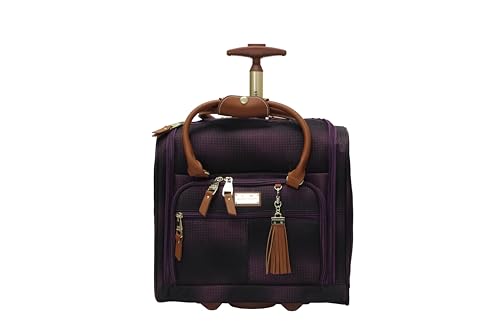 Steve Madden Designer 15 Inch Carry on Suitcase- Small Weekender Overnight Business Travel Luggage- Lightweight 2- Rolling Spinner Wheels Under Seat Bag for Women (Shadow Purple) - color: Shadow Purple