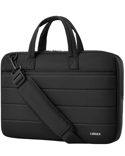 LUGGEX Laptop Bag 15-16 Inch, 360° Protective Laptop Sleeve with Shoulder Strap, Compatible with Macbook Air/Pro 15/16 Inch (LTX-Core, Black) - color: Black, size: 15-16 Inch for Macbook Air & Pro
