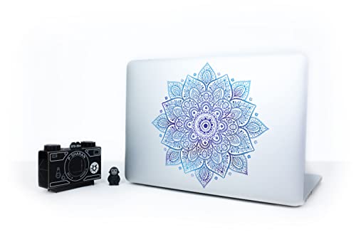 Mandala Laptop Sticker Decal - Waterproof Transparent Vinyl Decals Stickers - Mandalas Blue Sticker Starry Night Partial Skin Compatible with Computer MacBook Air Pro 13 15 inch Mac Retina - color: Blue on Transparent Material