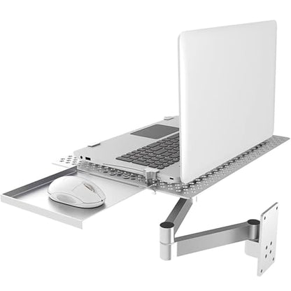 Laptop Wall Mount Holder, Adjustable Laptop Holder with Mouse Tray, Adjustable Articulating Arm, for Office, Workstation, Silver
