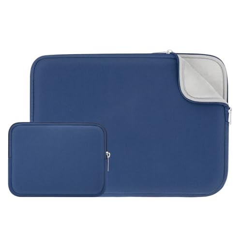 RAINYEAR 15 Inch Laptop Sleeve Case with Accessories Pouch, Navy Blue | Protective Soft Fluffy Lining Portable Carrying Bag for15.4 inch MacBook Pro/Air A3448 A3241 A2941 A3114 A1938 A1707 A1990 - color: Navy Blue(upgraded Version), size: 15"-15.4"